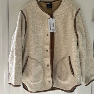 UGG Cream Fleece Jacket with Brown Accents